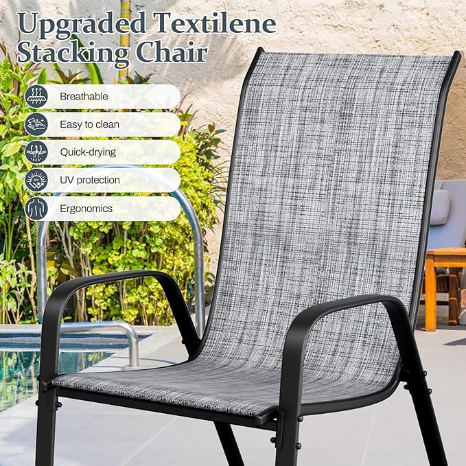 TLSUNNY 7 Pieces Patio Dining Set, Outdoor Table and Chairs W/1.69″ Umbrella - Image 8