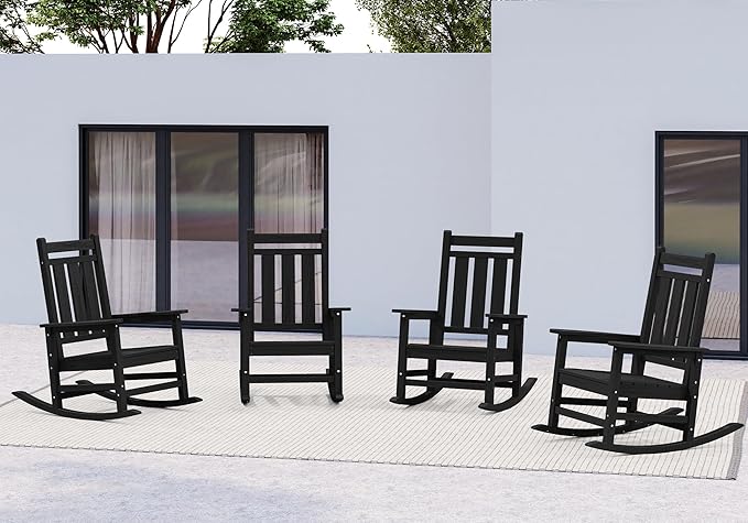 KINGYES Oversized Outdoor Rocking Chair Set of 4, All-Weather Patio Rocking - Image 9
