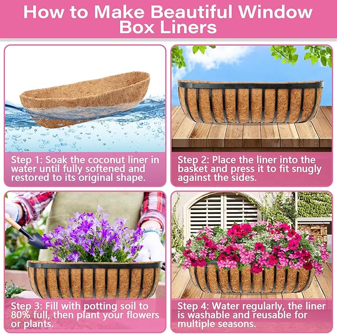 Legigo 4 Pack 24 Inch Natural Trough Coco Liner - Image 4