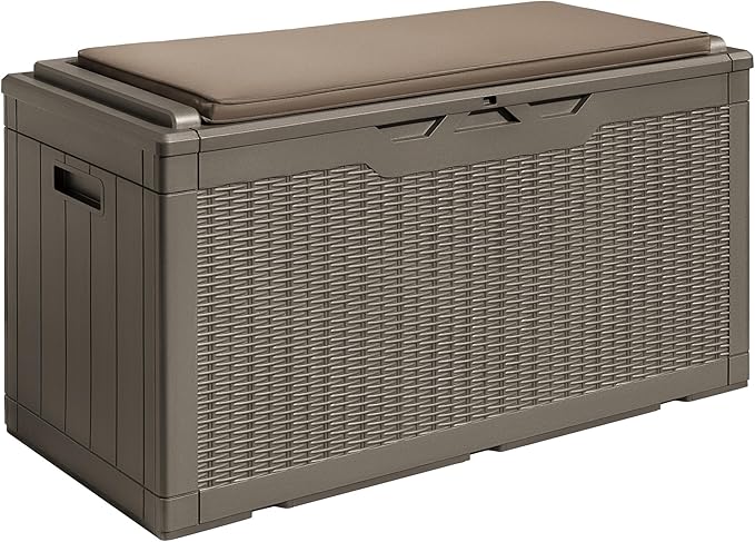 Devoko 100 Gallon Waterproof Large Resin Deck Box Outdoor Storage Box Indoor by DEVOKO