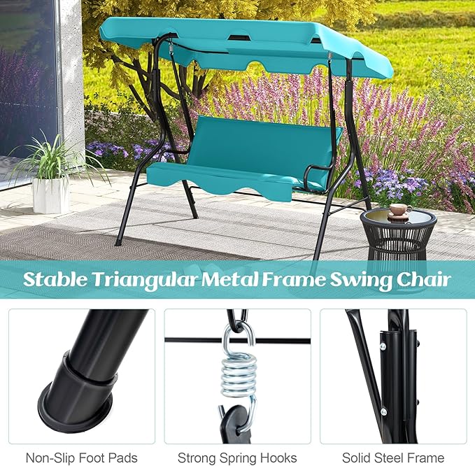 Tangkula 3 Person Porch Swing, Patio - Image 7