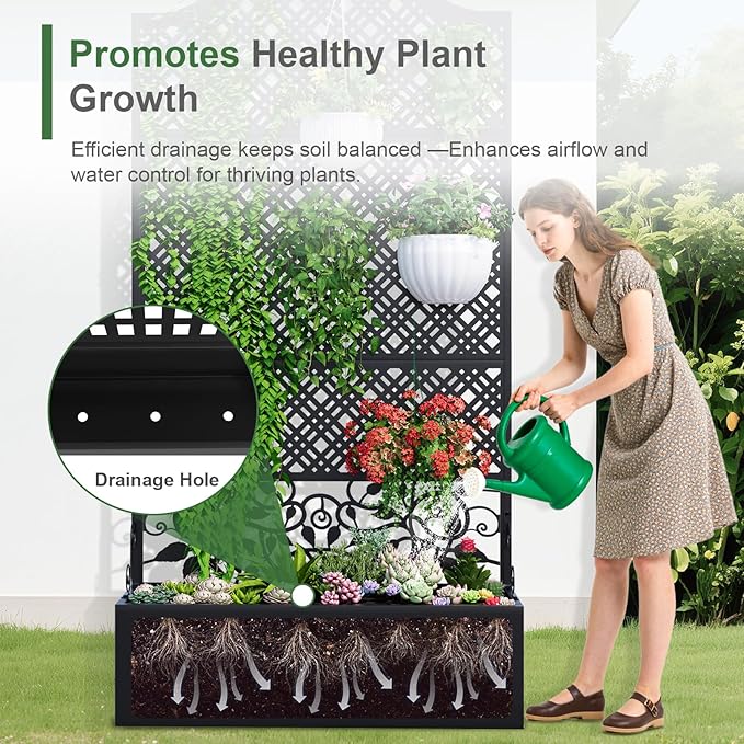 Metal Raised Garden Bed with Trellis & Privacy Screen - Image 5