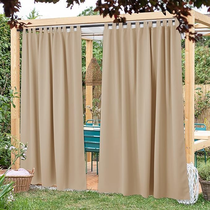 NICETOWN Outdoor Curtainss for Patio Waterproof 108 inch Extra Long, Self-Stick - Image 2