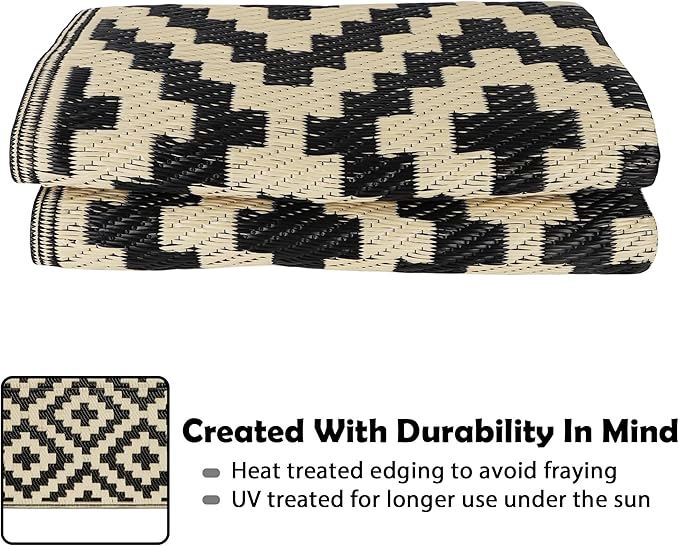 SAND MINE Reversible Mats, Plastic Straw Rug, Modern Area Rug, Large Floor Mat - Image 3
