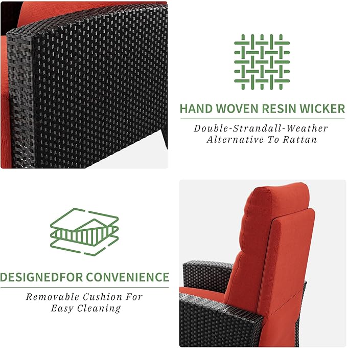 IDEALHOUSE Wicker Outdoor Recliner Reclining Patio Chairs - Image 8