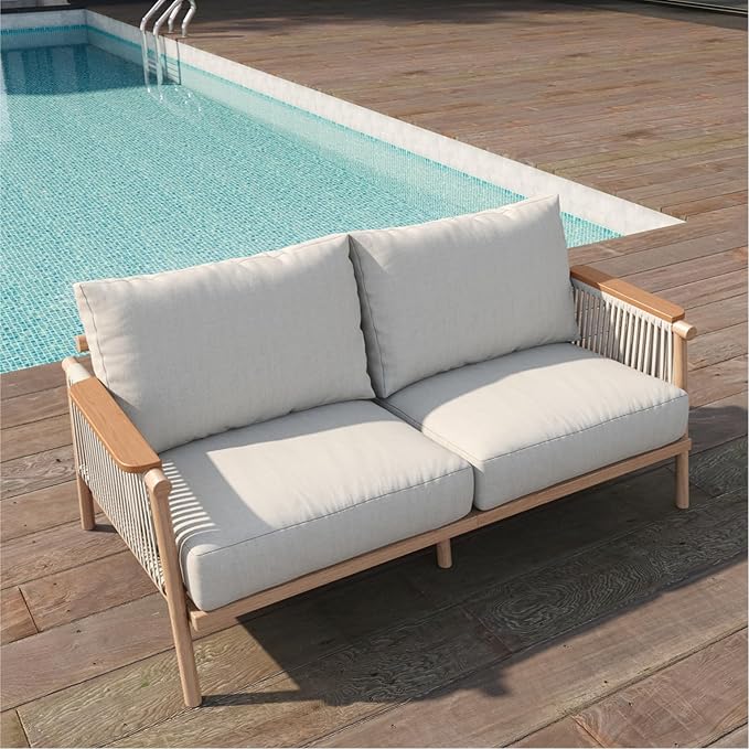 Acanva Modern All-Weather Aluminum Outdoor Patio Sofa - Image 3