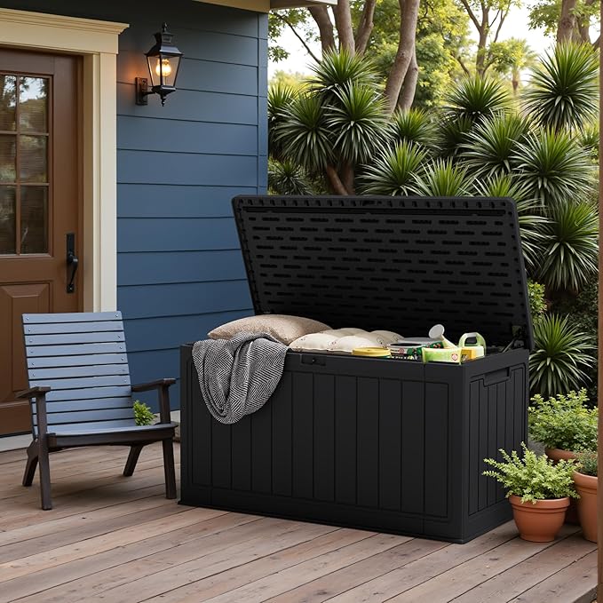 JUMMICO 160 Gallon Resin Outdoor Storage Deck Box - Image 7