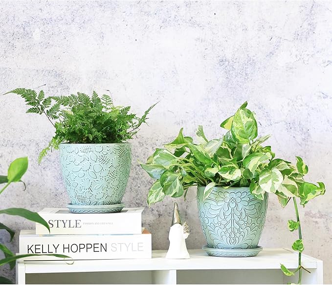 6 Inch Retro Ceramic Planter Set of 2 - Image 7