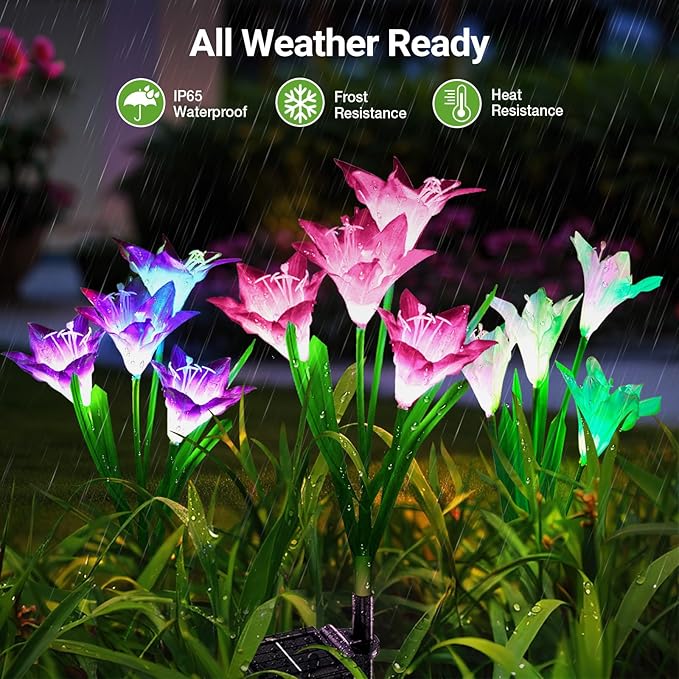 WdtPro Solar Outdoor Lights Garden Decorative 10 Pack, Waterproof Solar Garden - Image 4