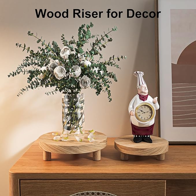 Wood Plant Stand Indoor Outdoor, 12/10/8/6" Round Wood Riser - Image 7