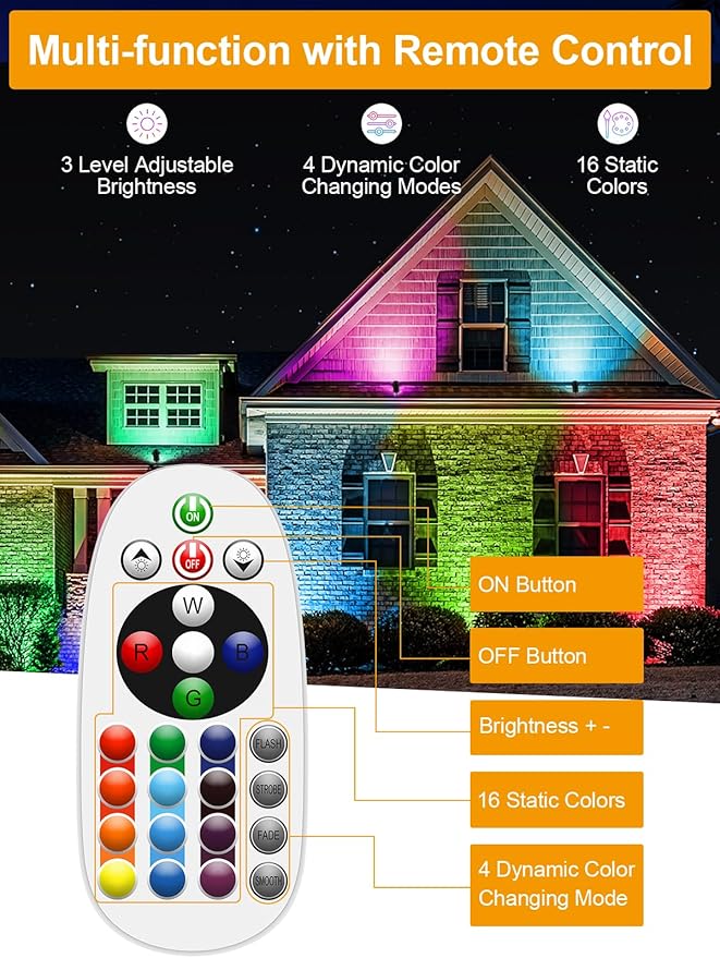 ZUCKEO 12W Color Changing Landscape Lights RGB Low Voltage Landscape Lighting - Image 3