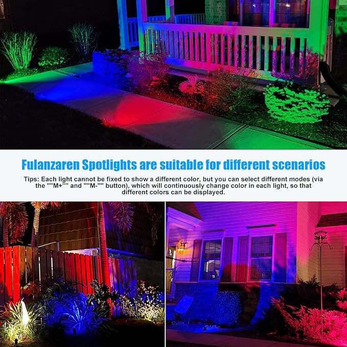 20W Outdoor RGB LED Spotlights 4 Pack, 120V 1000lm - Image 2