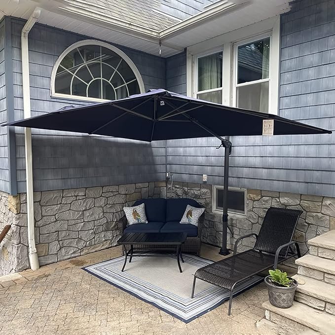 PURPLE LEAF 9' X 11.5' Patio Umbrella Outdoor Cantilever Rectangle Umbrella - Image 2