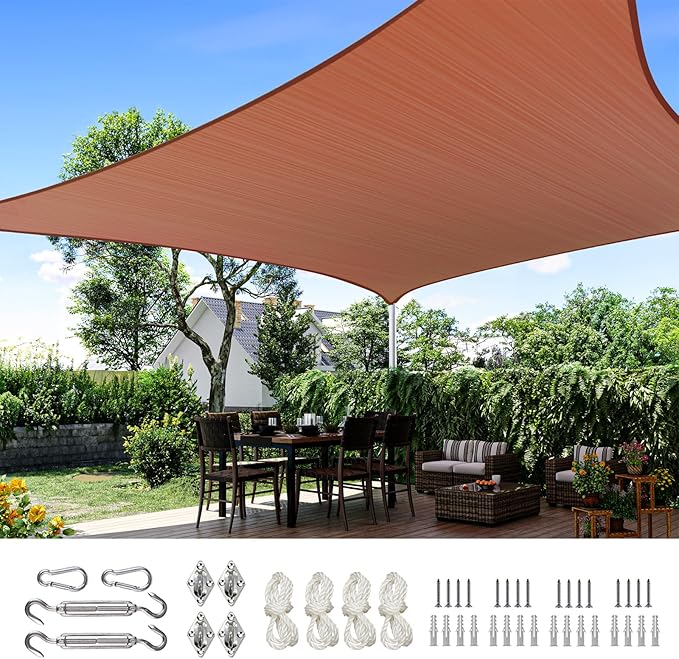 Quictent 20x16ft 185G HDPE Rectangle Sun Shade Sail Canopy 98% UV Block Outdoor by QUICTENT