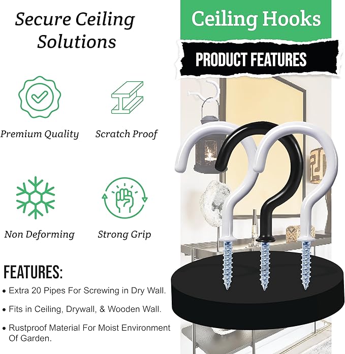 12 Pcs Ceiling Hooks for Hanging Plants, Utensils and Christmas String Lights - Image 8