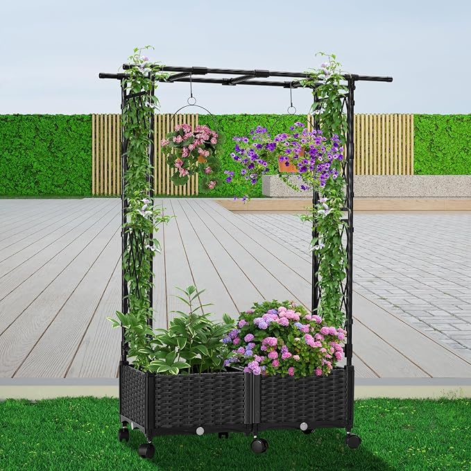 Planter with Trellis Raised Garden Beds, 4.5ft Tall with Screen Indoor Outdoor - Image 7