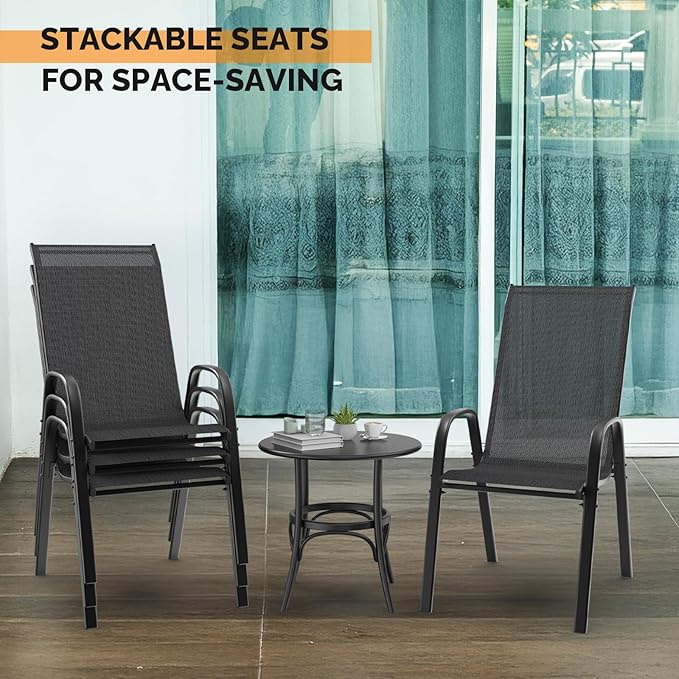 VINGLI Patio Chairs Set of 8 – Stackable Outdoor Dining Chairs - Image 9