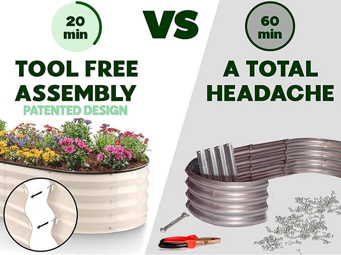 Plant & Plot Galvanized Raised Garden Beds Outdoor // 6×3×1 ft Planter Raised - Image 2