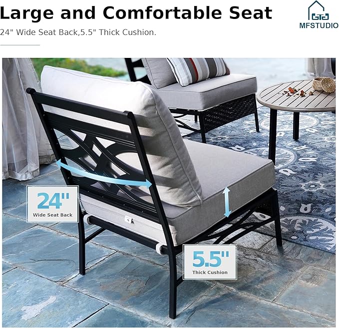MFSTUDIO Patio Furniture Set, 6 Seats Half-Moon Curved Outdoor Sectional Sofa - Image 4