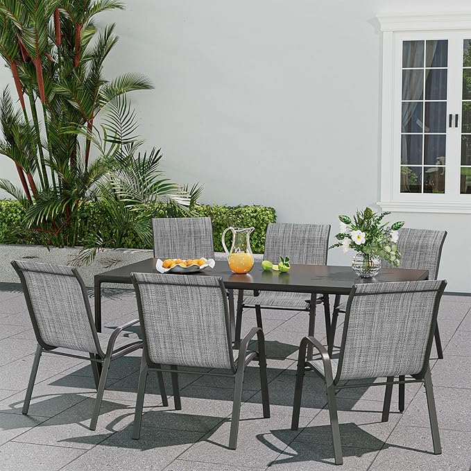 Patio Dining Chairs Set of 6, Outdoor Stackable Dining Chairs High Back - Image 6