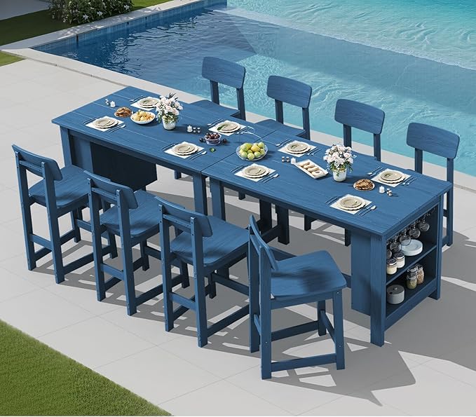 SERWALL 10-Piece HDPE Counter Height Dining Table Sets by SERWALL