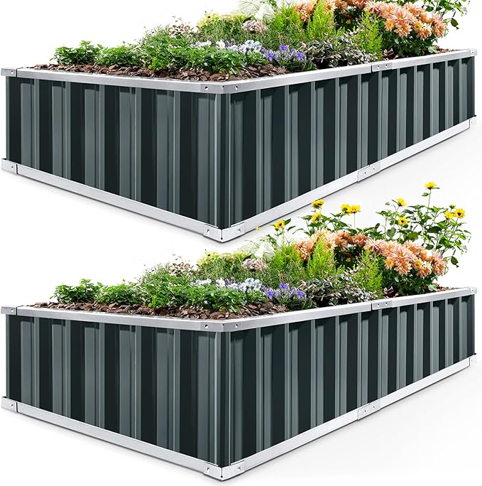 KING BIRD Raised Garden Bed 68" x 36" x 12" Galvanized Steel Metal Outdoor by KINGBIRD