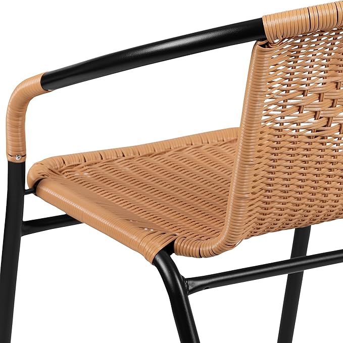 Flash Furniture Lila 2 Pack Beige Rattan Indoor-Outdoor Restaurant Stack Chair - Image 12