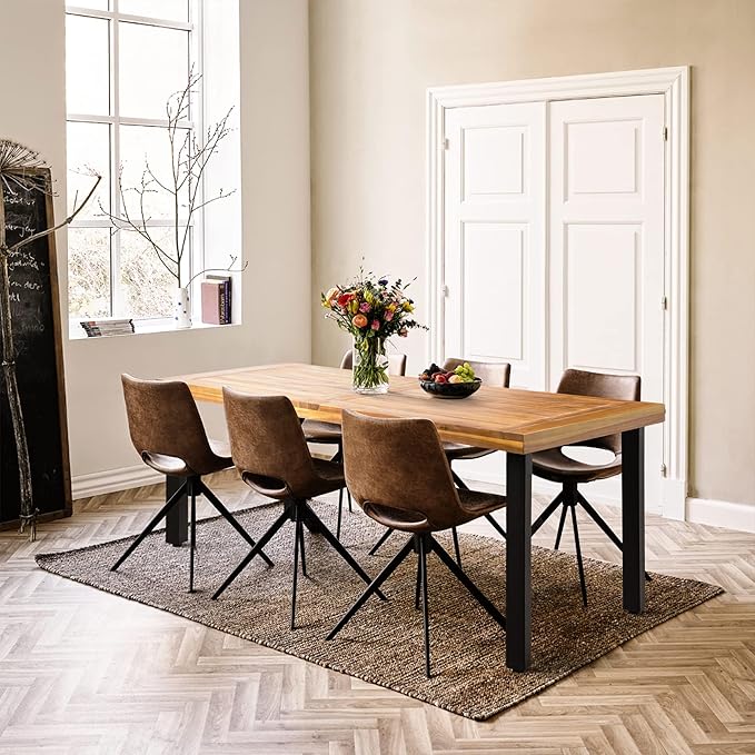 Flamaker Dining Table for 6 Acacia Wood Indoor Outdoor Home Kitchen Table - Image 8