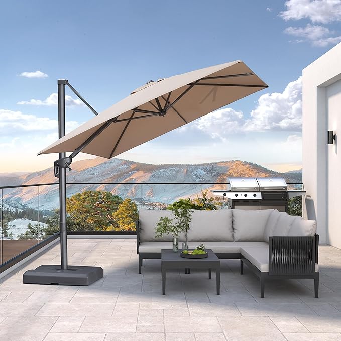 PURPLE LEAF Patio Umbrella 8' X 8' Rectangle Cantilever Umbrella Large Aluminum by Unknown