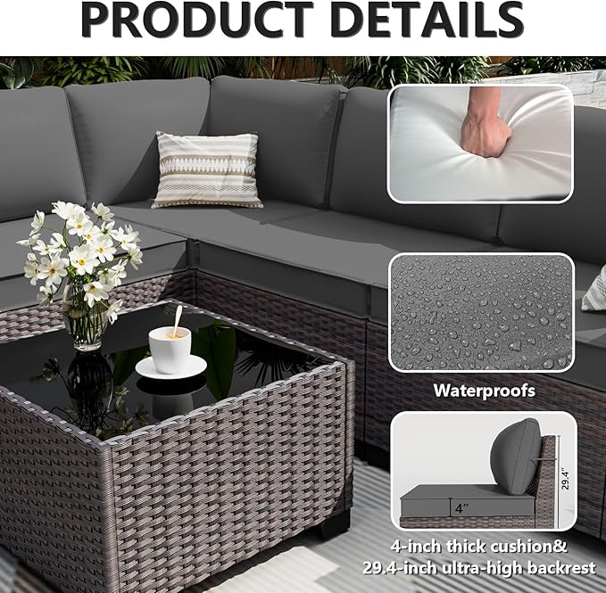 ALAULM 7 Pieces Patio Furniture Set - Image 4