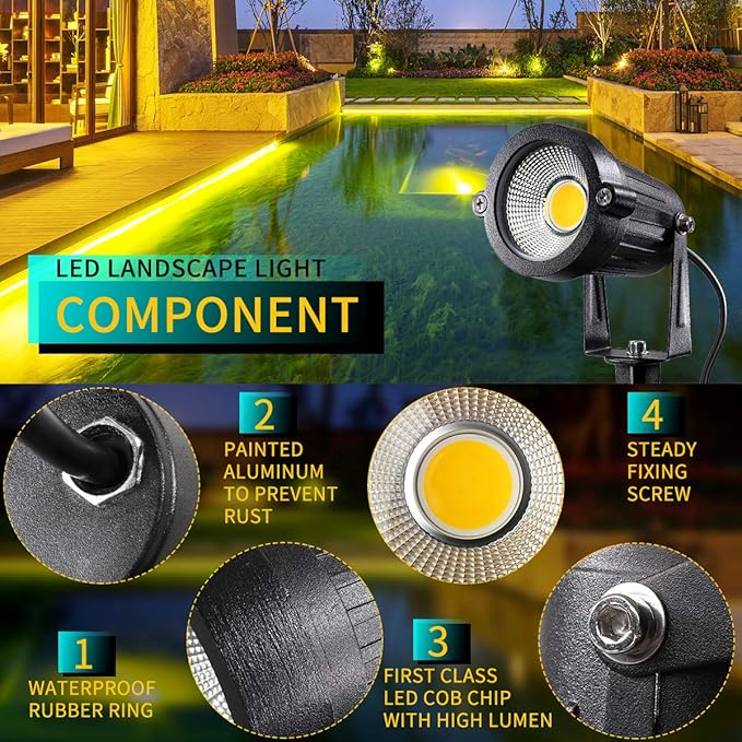LED Landscape Lights, 5W 120V AC Outdoor Pathway Garden Yard Spotlight - Image 2