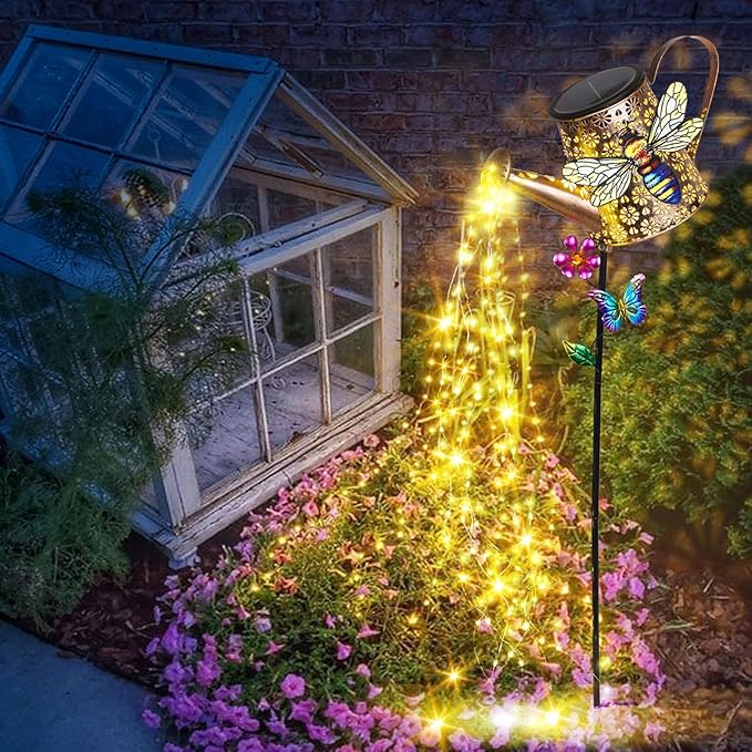 Solar Watering Can with Lights Outdoor Garden, 41in Large Bee Garden Stake - Image 8