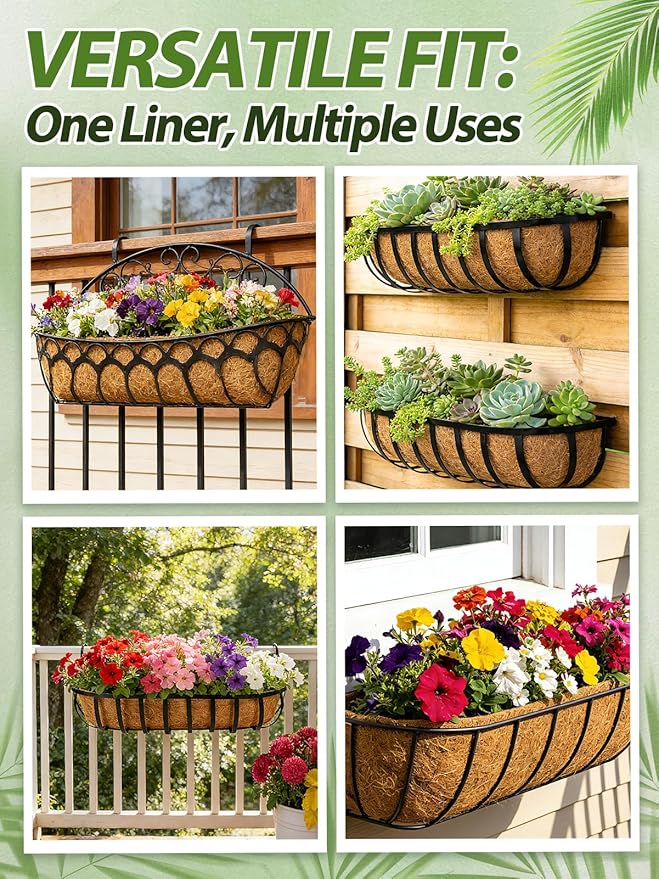 36in Arched Coco Liners for Window Planter Box - Image 6