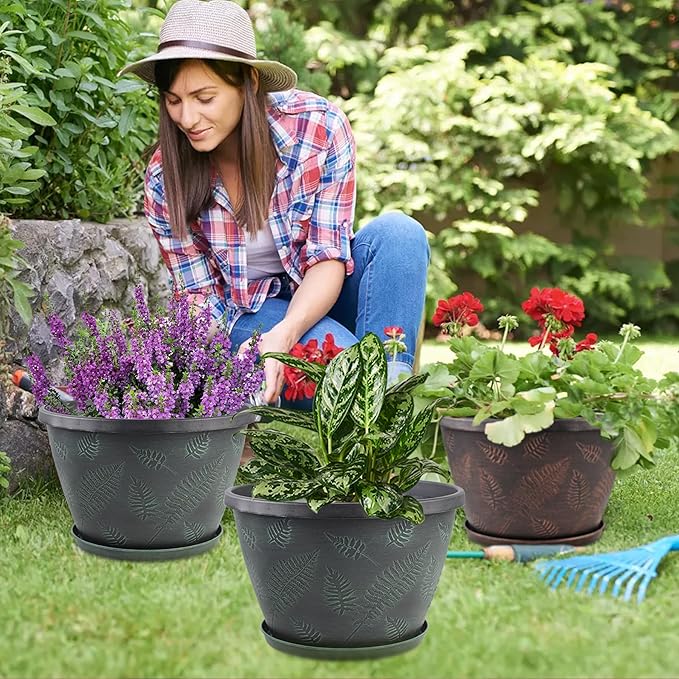 11 inch Plant Pot, 3 Pack Large Pots - Image 5