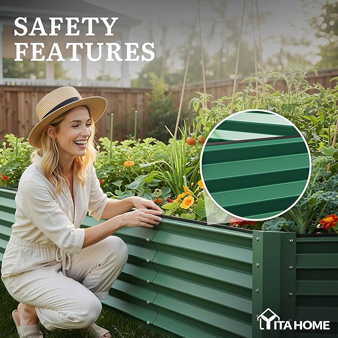 YITAHOME 8x4x1.5ft Large Raised Garden Bed Kit, Galvanized Metal Planter Box - Image 6