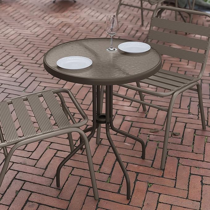 Flash Furniture Bellamy 23.75'' Round Tempered Glass Metal Table - Image 7