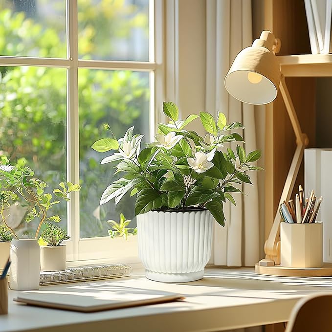 T4U 7 Inch Self Watering Pots for Indoor Plants, 4 Pack Plant Pots, Self - Image 7