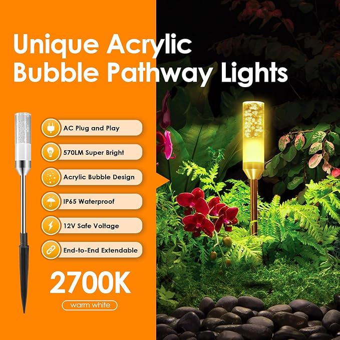 B-right LED Pathway Lights Outdoor, Extendable IP65 Waterproof Outdoor Garden - Image 2