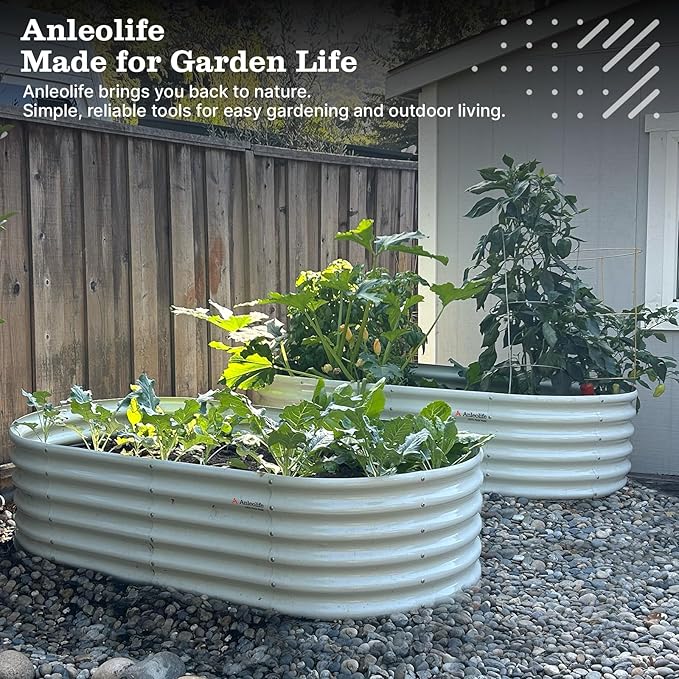 A ANLEOLIFE 8X4X1.5 ft Galvanized Raised Garden Beds Outdoor, Oval Large Metal - Image 6