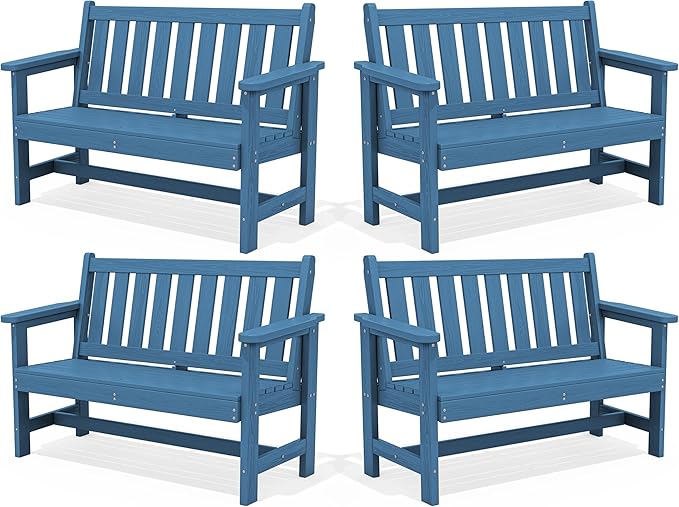 SERWALL Outdoor Bench, HDPE Outdoor Benches Weatherproof, 2-Person Garden Bench by SERWALL