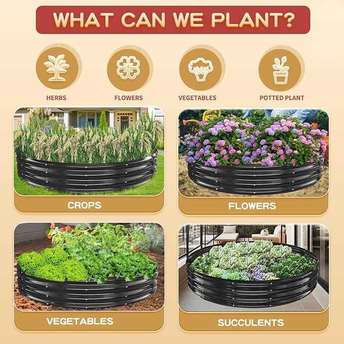 Durable Round Galvanized Steel Raised Garden Bed - Image 5