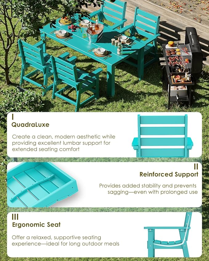 GREENVINES Outdoor Dining Chairs Set of 2 | HDPE | Patio Chair | All-Weather | - Image 5