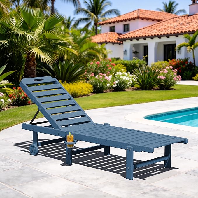 SERWALL Outdoor Chaise Lounge, Patio Chaise Lounge Chair - Image 2