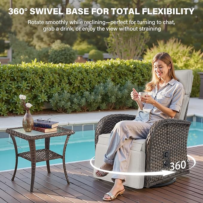 Belord Dual-Adjust Outdoor Swivel Recliner Chair – Reclining Patio Chair - Image 3