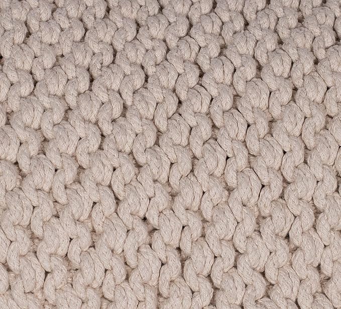 BIRDROCK HOME Square Pouf Ottoman | Cotton Braided Foot Stool - Image 11