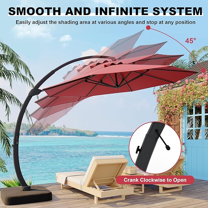 GarveeLife 11FT Cantilever Patio Umbrella - Image 6