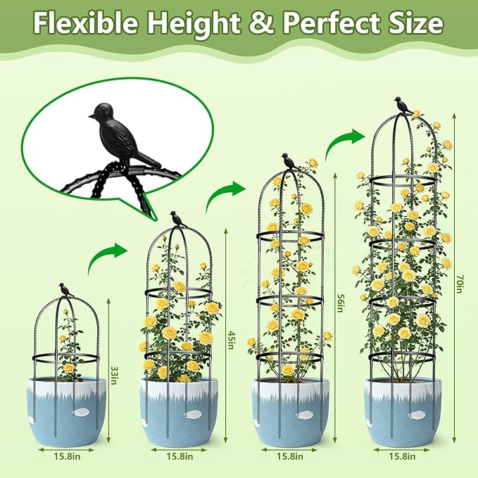 Obelisk Trellis for Garden Plants Climbing: 6ft Rustproof Metal Pipe - Image 2