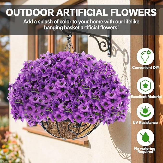 60 Pack Artificial Flowers for Outdoor Indoor Fake Plants, Faux Silk Flowers - Image 2