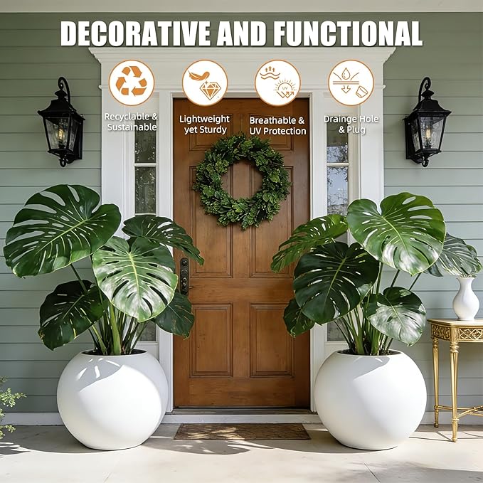 13.5 H x 17" Dia Round Fiberstone Planter - Image 4
