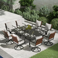 Grand patio 10-Piece Outdoor Dining Set, 8 Leather-Look Wicker Swivel Patio by GrandPatio
